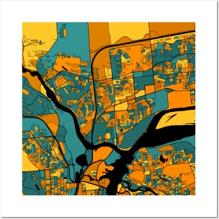 Gatineau Map Pattern in Orange & Teal Posters and Art